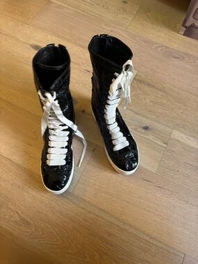 NWT CIVIDINI Black Patent High-Top Women’s Lace-Up Sneakers